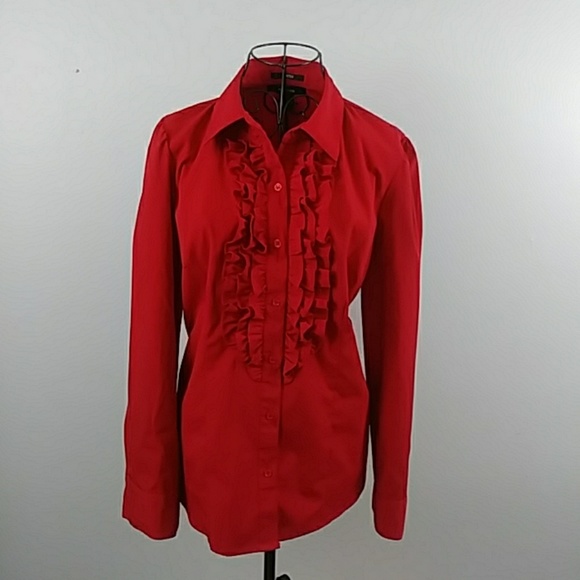 Style & Co. Tops - Style & Company stretch ruffled red top size 10
